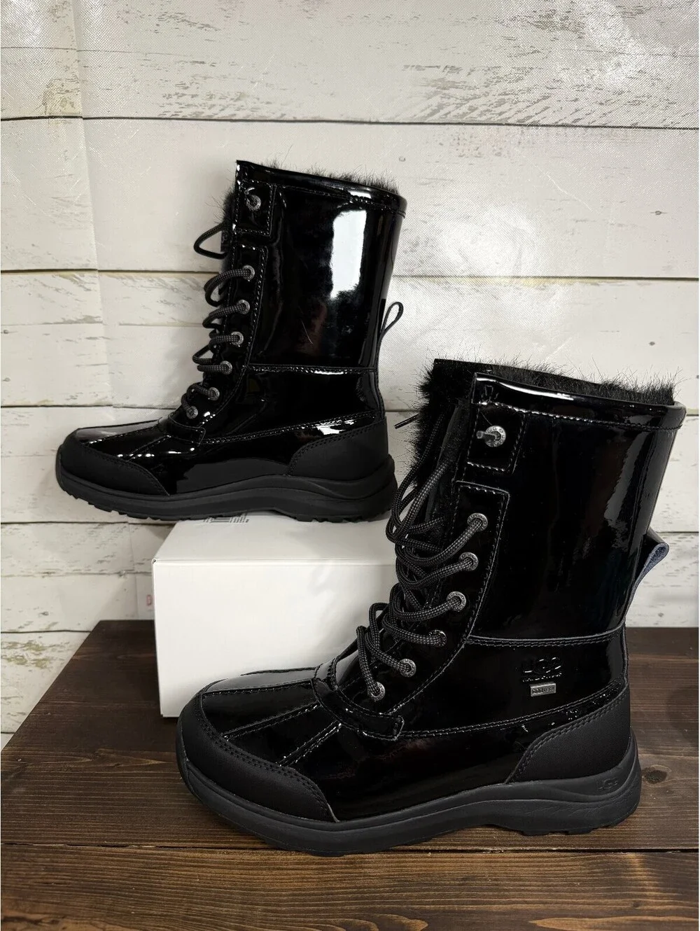 UGG Adirondack III Patent Black Boots - Women's 10